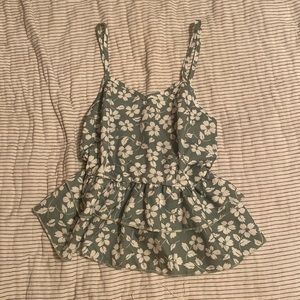 She in Size Small Floral Green and White Tank Top